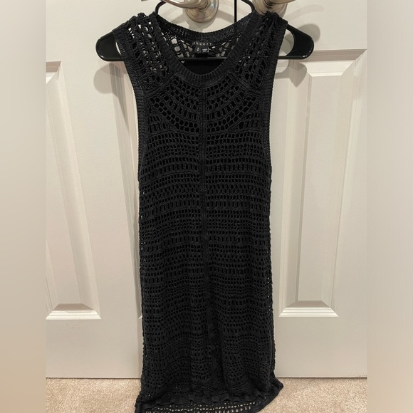 Black Crochet theory Dress Nirlee in Sag Harbor Black Open Knit - Picture 2 of 6